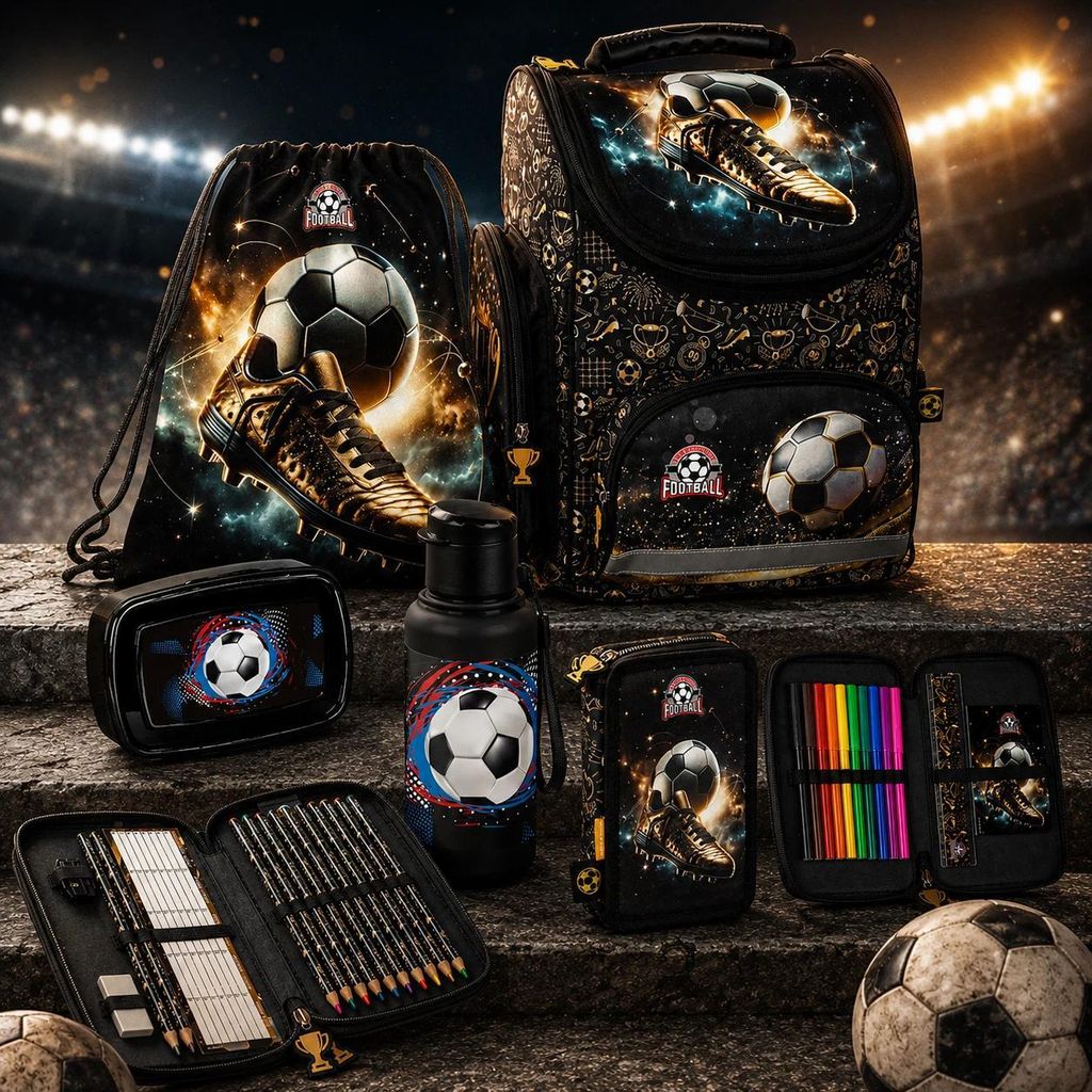 5in1 Fußball Schulranzen seT Ranzen rucksack Federmappe Produktbild 