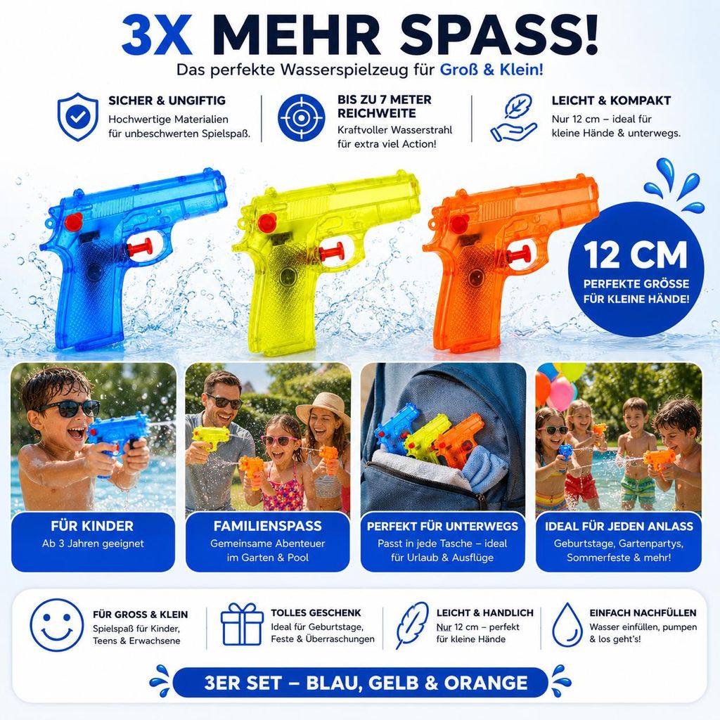 3er Wasserpistolen Set
