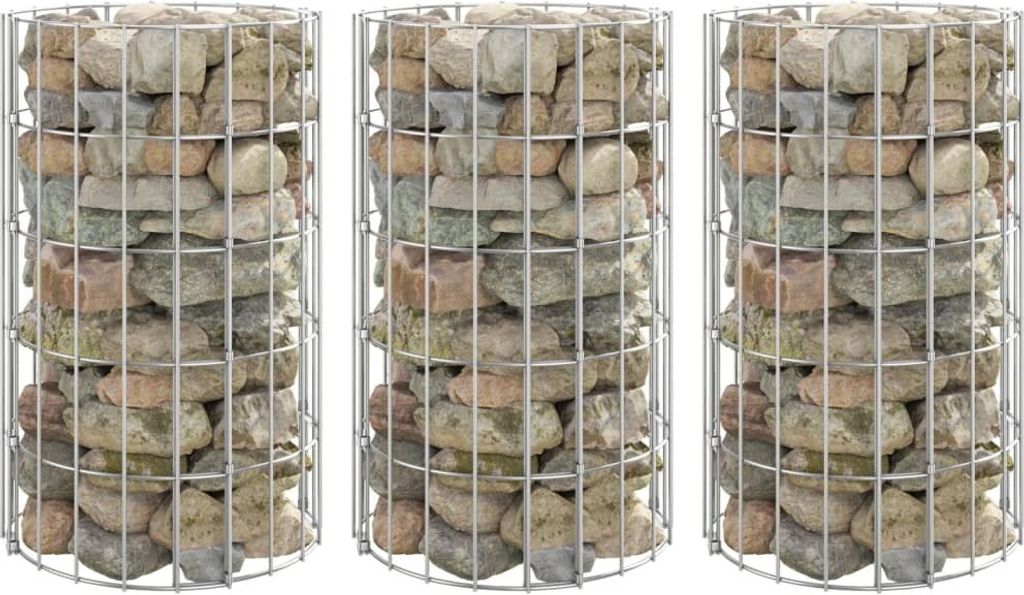 The Living Store Gabionen-Hochbeete 3 Stk. Rund Verzinkter Stahl Ø30x50 cm