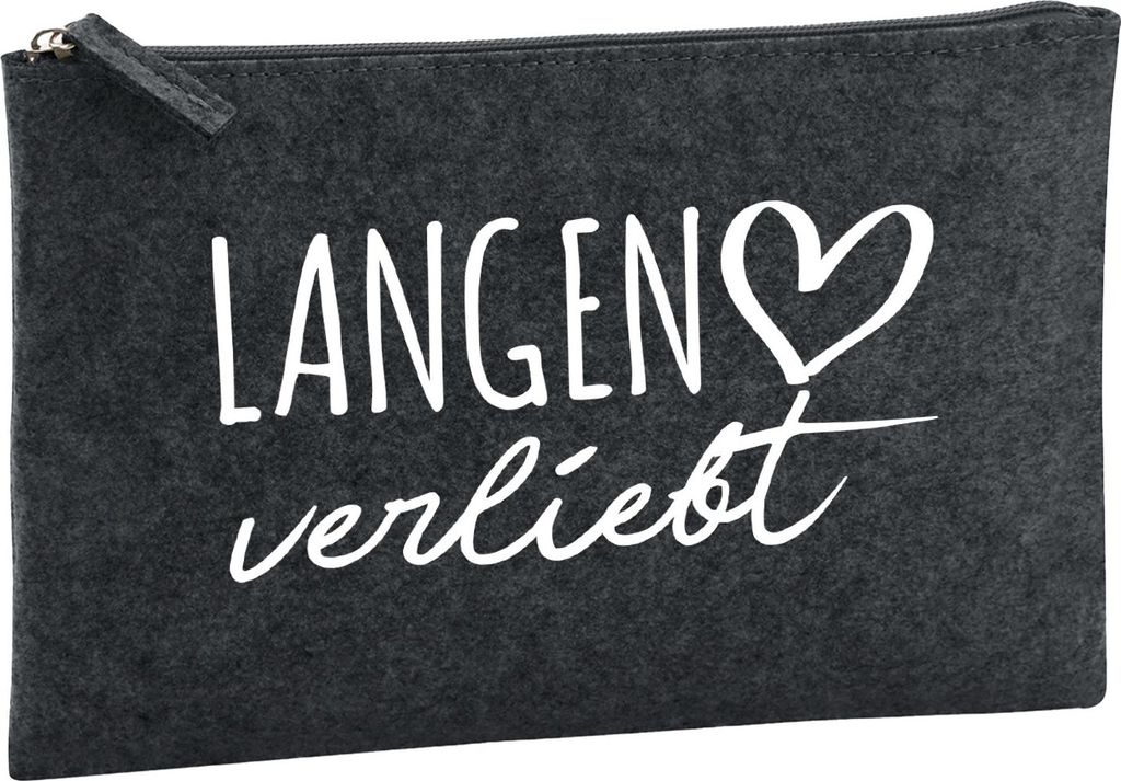 Huuraa Kulturbeutel Langen verliebt 1 Liter Charcoal Filz Kosmetiktasche Geschenkidee