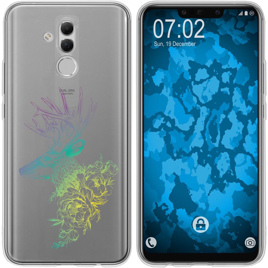 PhoneNatic Case kompatibel mit Huawei Mate 20 Lite Silikon-Hülle Floral Hirsch M7-4