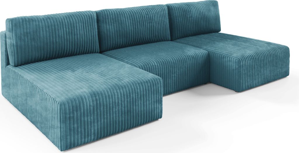 KEF Ecksofa Roma – U-Form – 304x53x185 cm – Liegefläche 132x304 cm – DL-Klappautomatik – Mit Schlaffunktion – Wellenfederung - Tillia 75