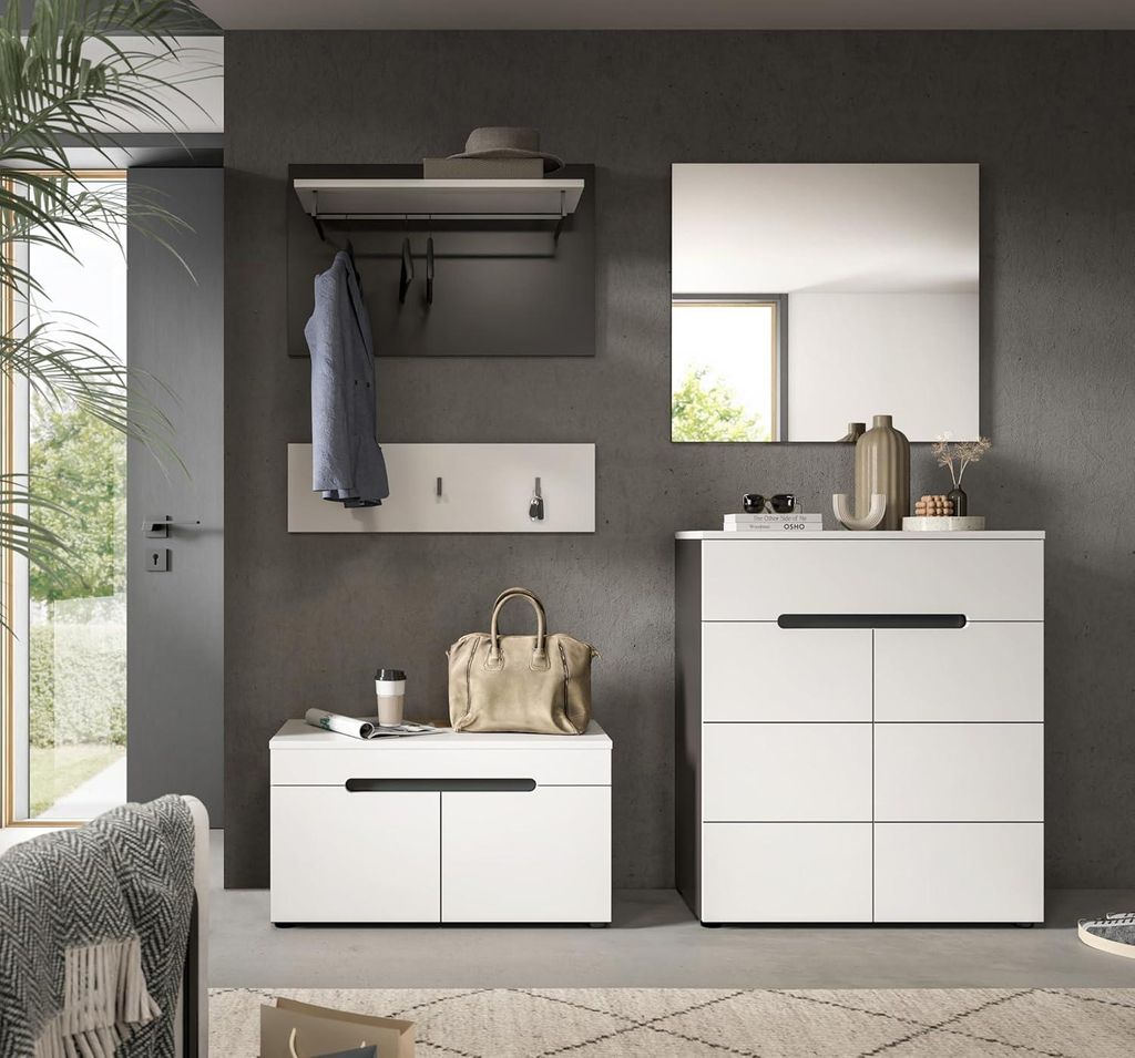Canu Garderobenmöbel Set C35 weiß, grau.