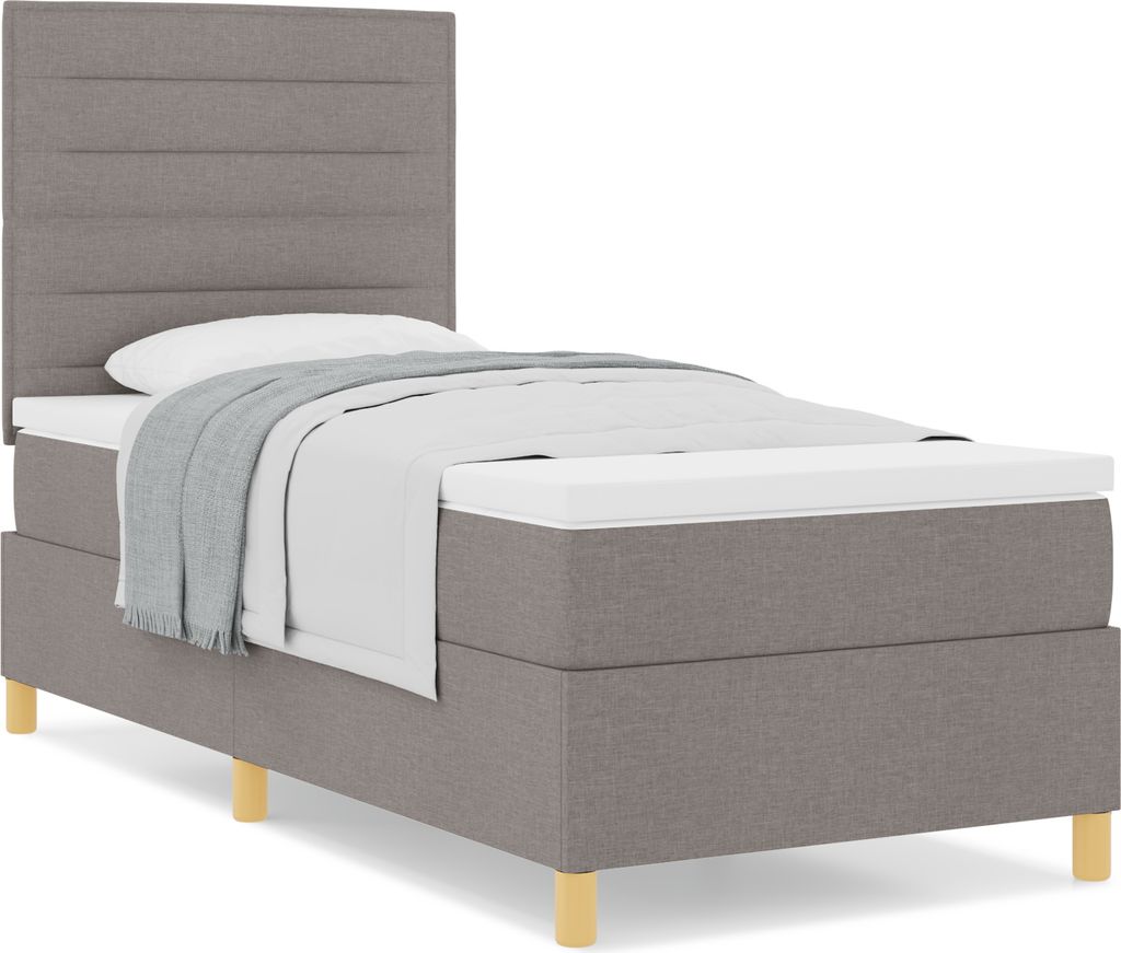 2025 Moderne Bettrahmen, Boxspringbett mit Matratze Taupe Stoff - Klassische Betten Hommie33927