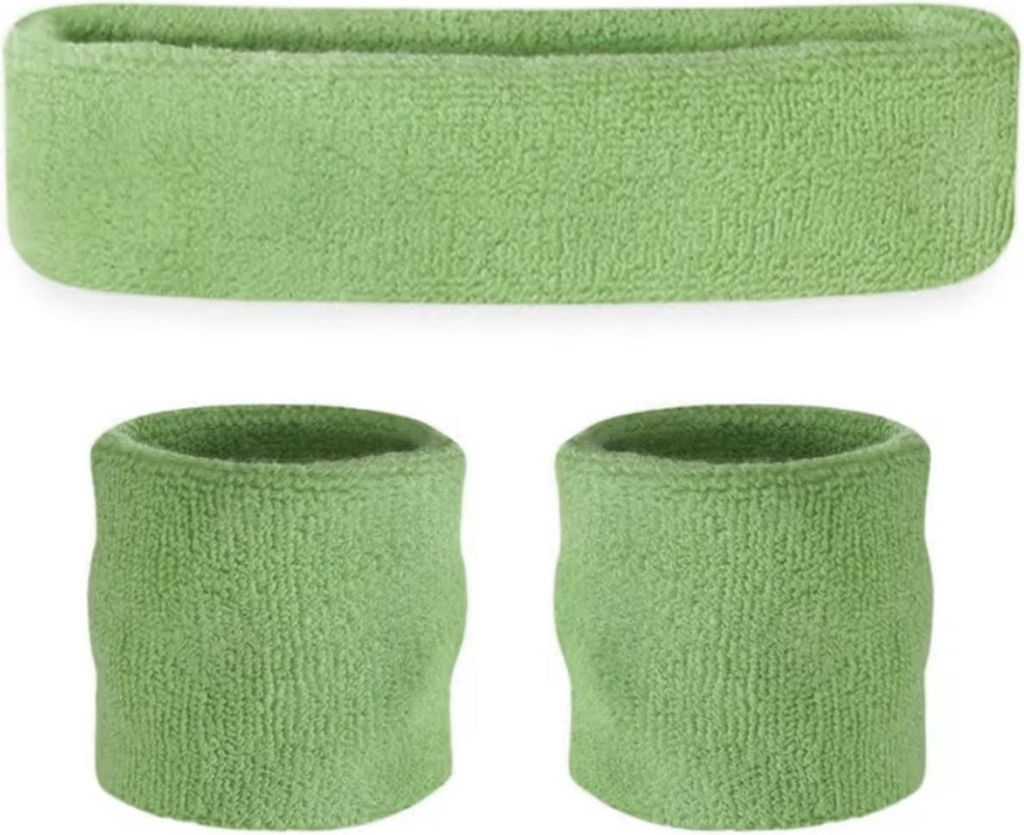 Jumada's - Schweißband-Set - 3-teilig - 1 Kopf 2 Armbänder - Moosgrün - Grün