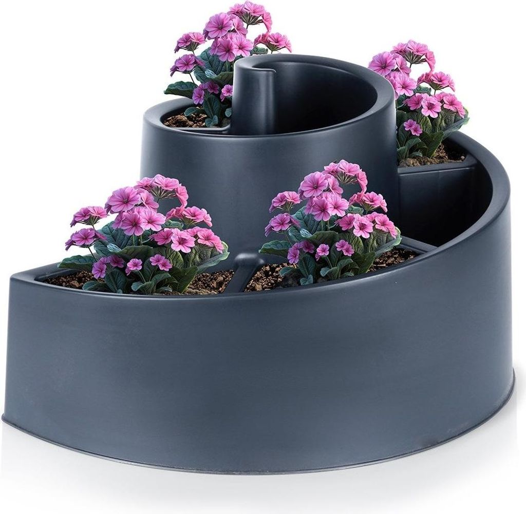 Cascata di piante a forma di spirale in plastica nera per Immagine del prodotto 