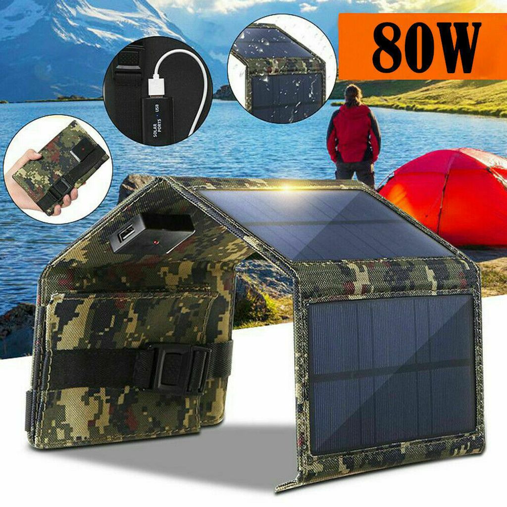 20W Solarpanel Solarmodul Akku Power Bank Handy USB Ladegerät Camping Wandern 