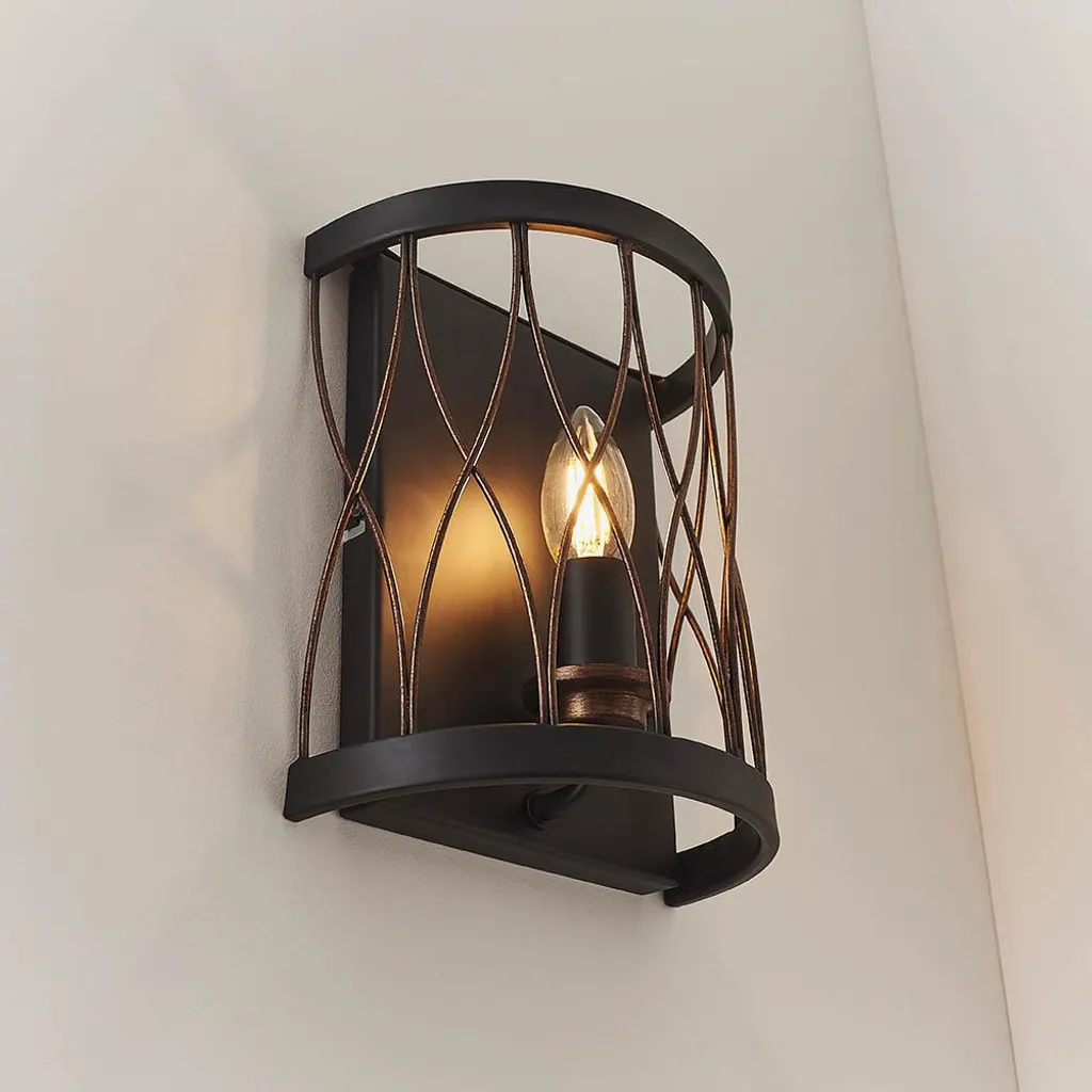 Applique murale de chambre HESTON noir mat éclairage d'appoint E14 Endon