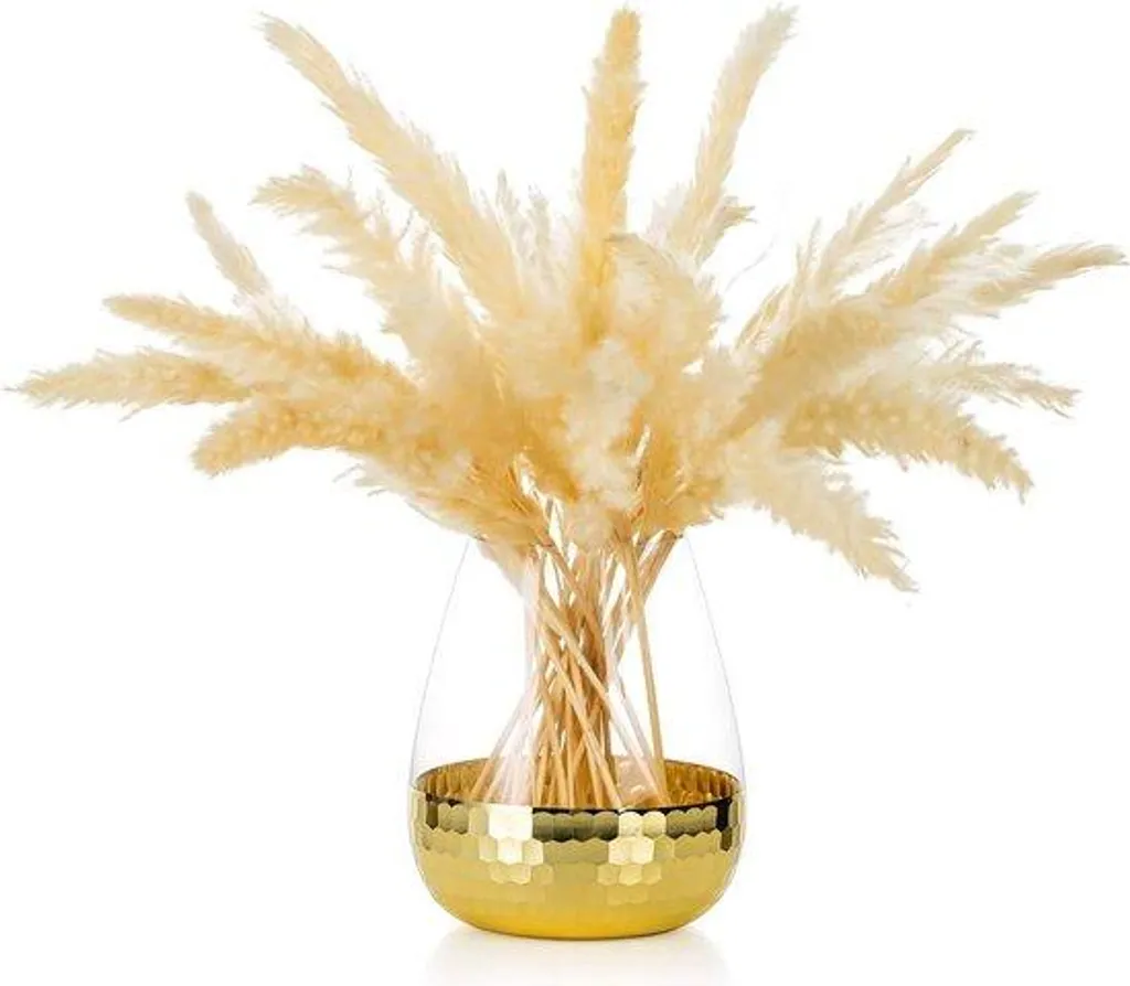 Petit vase doré alvéolé en verre vintage pour décoration de table chic