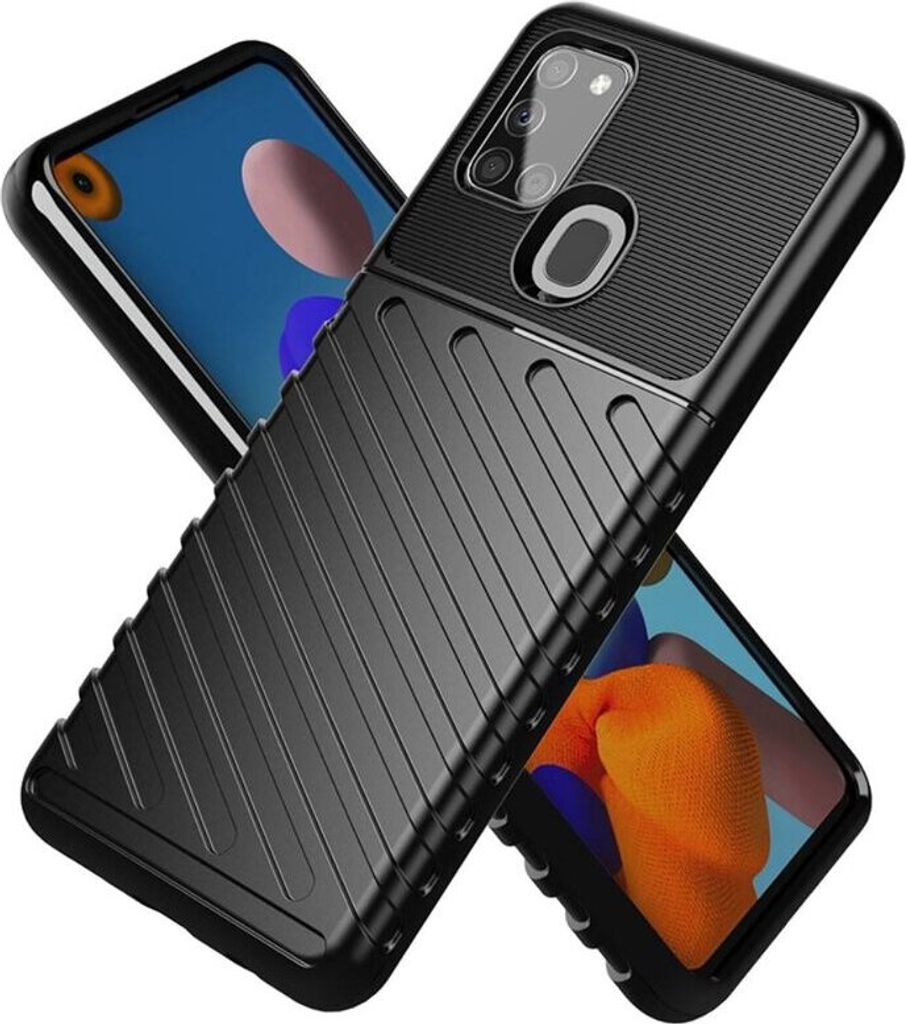 cofi1453 Hybrid Armor Etui SchutzHülle "Thunder" Case Bumper Cover Handyhülle Matt Hülle Robust Rutschfest kompatibel mit Samsung Galaxy A21s ...