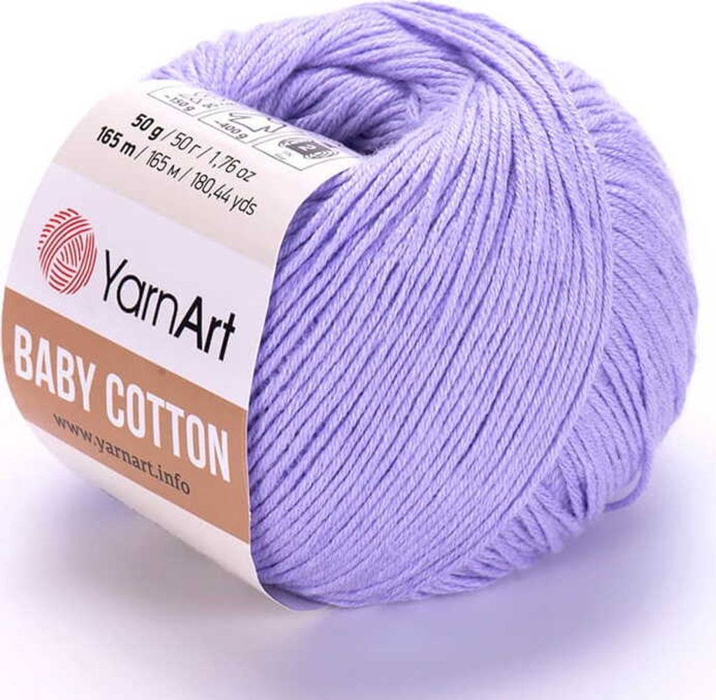 A ball of purple yarn with a label.
