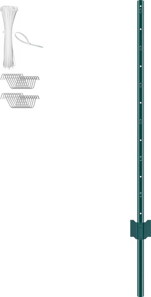 SucceBuy 4-ft-T-Pfosten-Zaun, 10er-Pack robuste Metall-Stahlpfähle für Garten, Hof, Rasen, Bauernhöfe und Maschendrahtzäune im Freien, grün