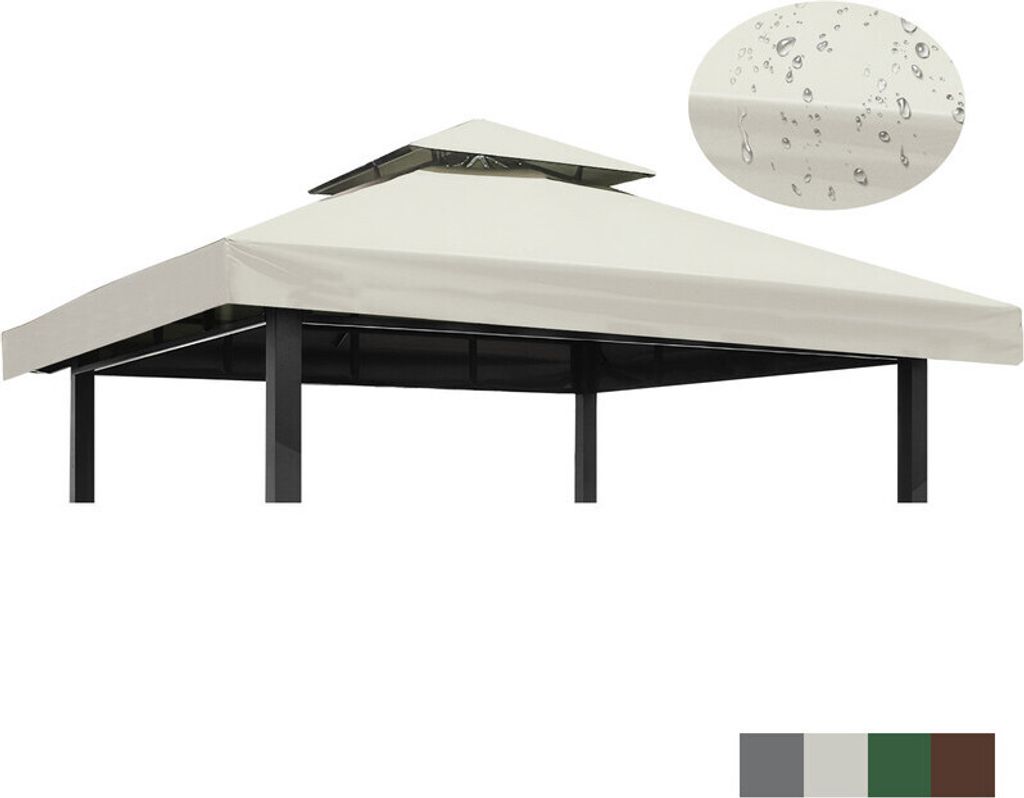 (Grau)Ersatzdach Doppeltop für Pavillon Wasserdicht Pavilliondach Anti-UV Pavillon Dach PA-beschichtet Pavillondach Ersatzbezug für Yard Pati...