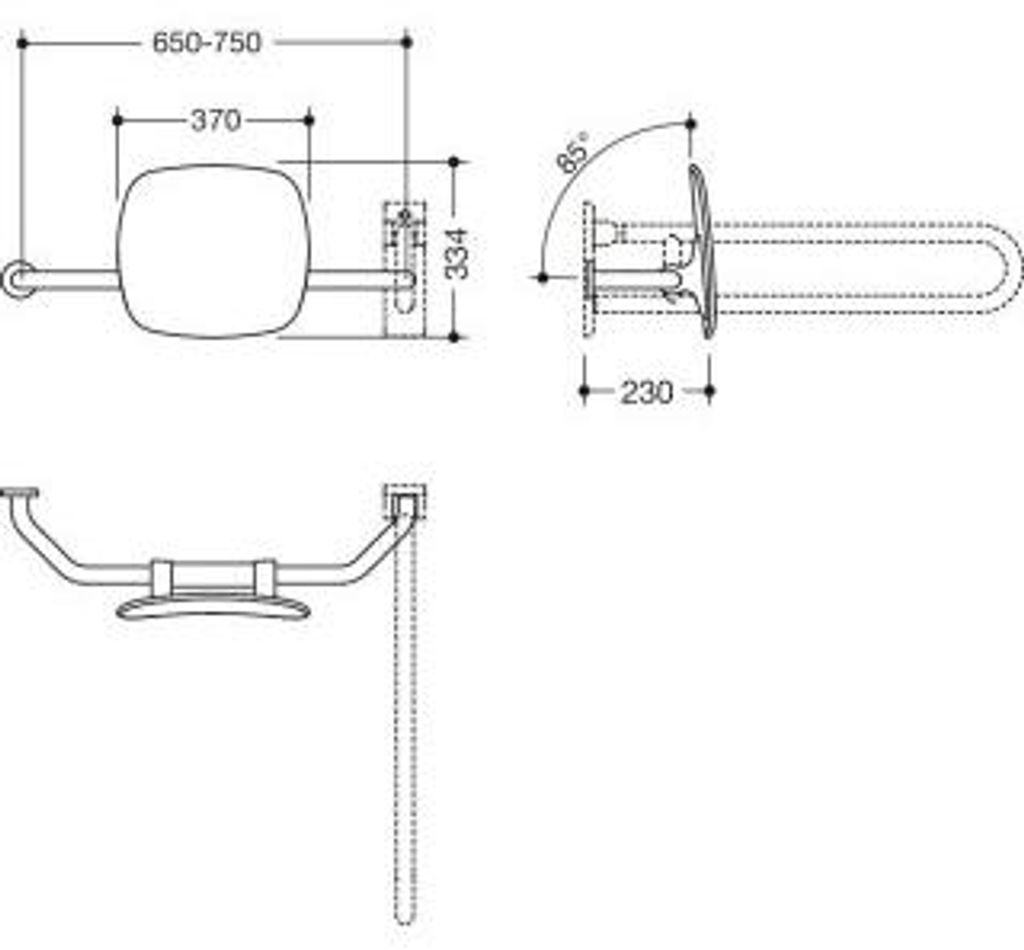 HEWI 801.51B9273L 97 Rückenstütze Fb 90 EM, WA 230mm, li Produktbild 