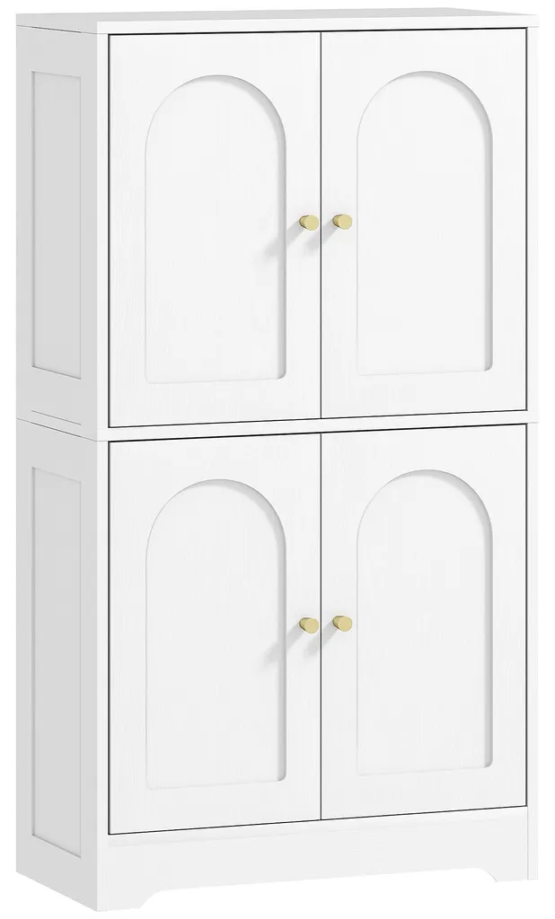Meuble de cuisine haut blanc avec 4 portes et étagères modulables 110cm
