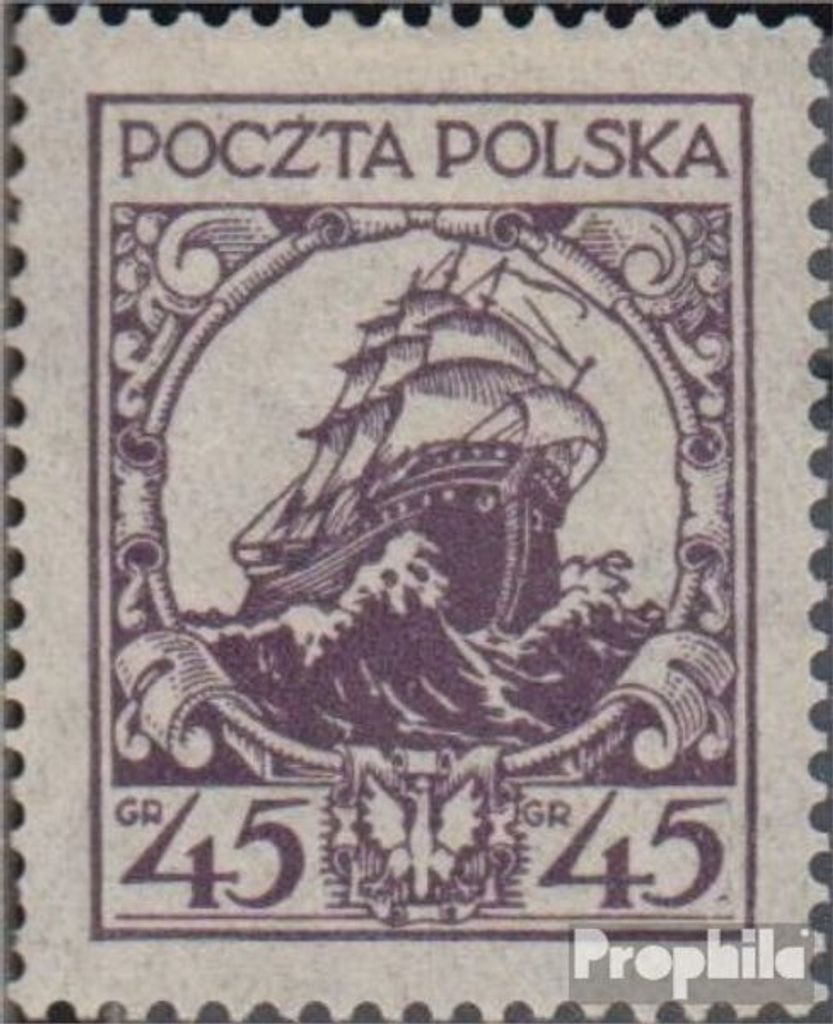 Briefmarken Polen 1925 Mi 243II mit Falz Baudenkmäler und Galeone