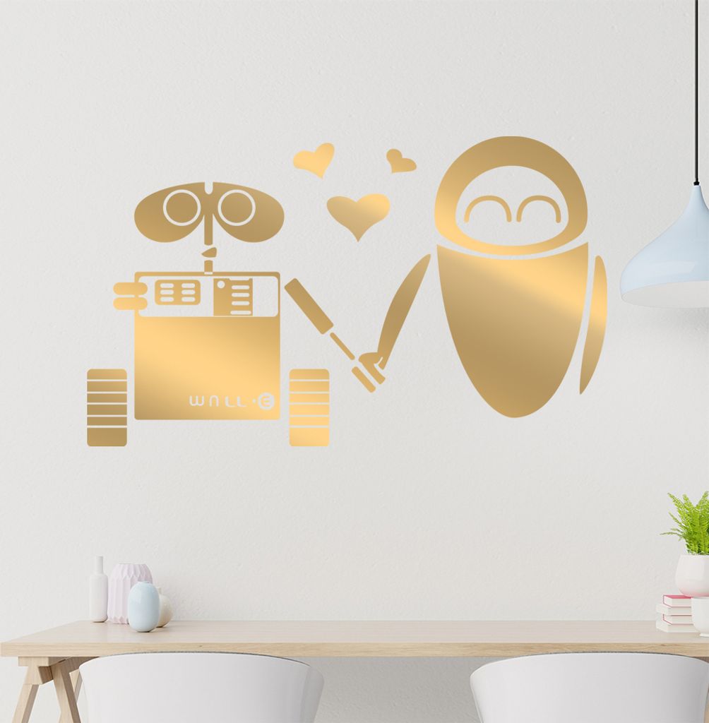 Roboter Liebe Wandtattoo in 6 Größen - Wandaufkleber Wall Sticker - Dekoration, Küche, Wohnzimmer, Schlafzimmer, Badezimmer