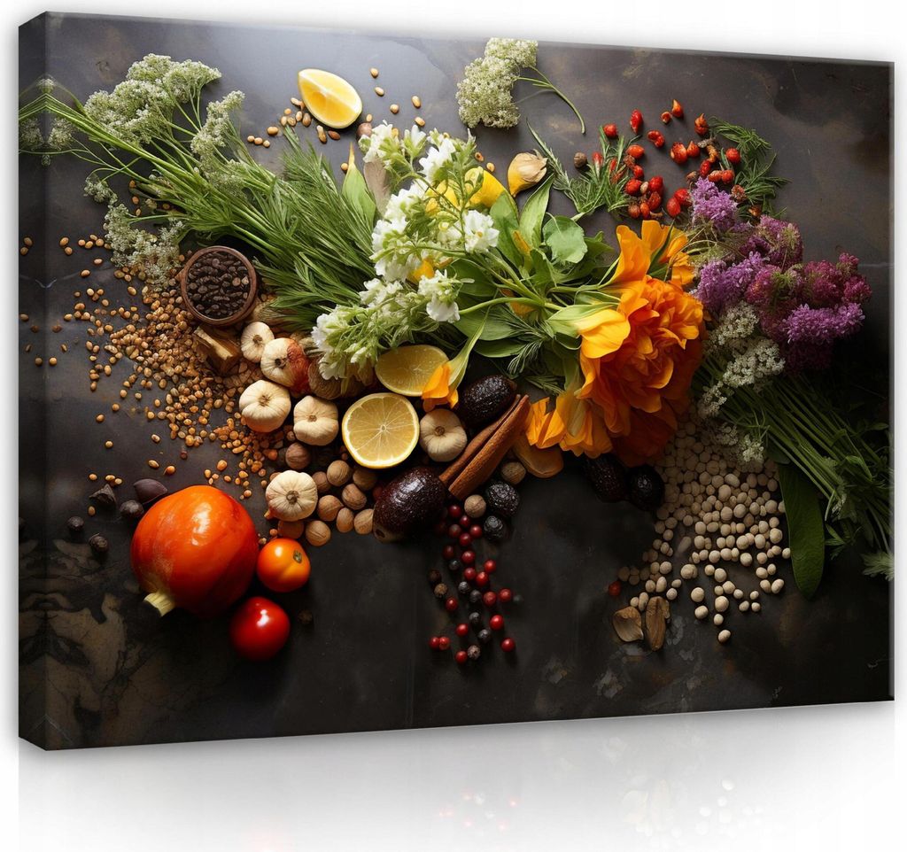 Leinwandbilder Küche Kräuter Gewürze 120x80 cm XXL Modern Canvas Bild auf Leinwand Bilder Leinwandbild Wandbilder