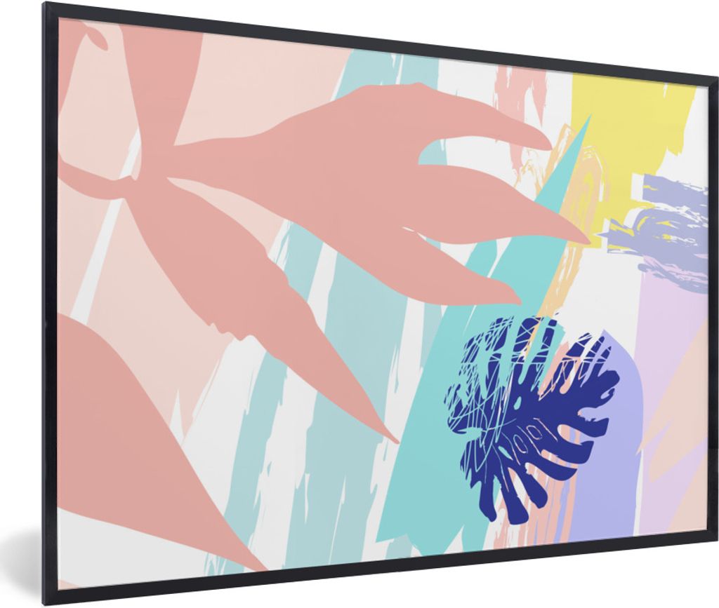MuchoWow Gerahmtes Poster Sommer - Strand - Farbe 60x40 cm - Poster mit Schwarzem Bilderrahmen Wandposter Rahmen Foto Bilder - Printing - Wanddek...