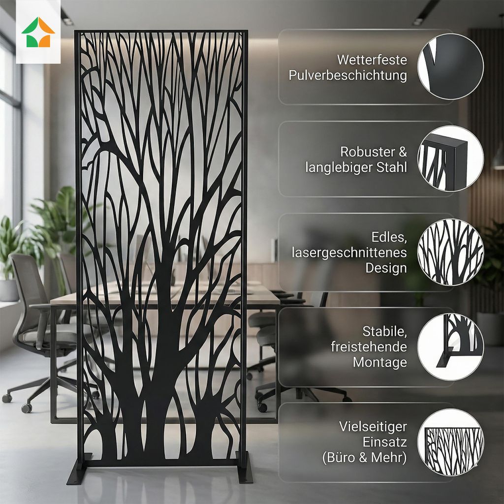 Dekorative Metallpaneel Metallsichtschutzwand - Auenland Produktbild 