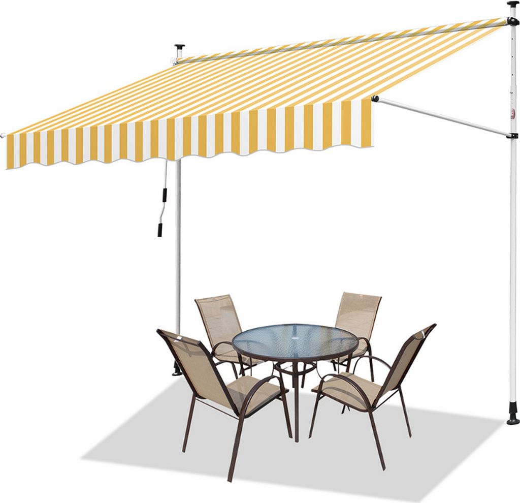 SWANEW Markise Klemmmarkise Einziehbar Sonnenmarkise Sonnenschutz Balkon ohne Bohren 350x120cm