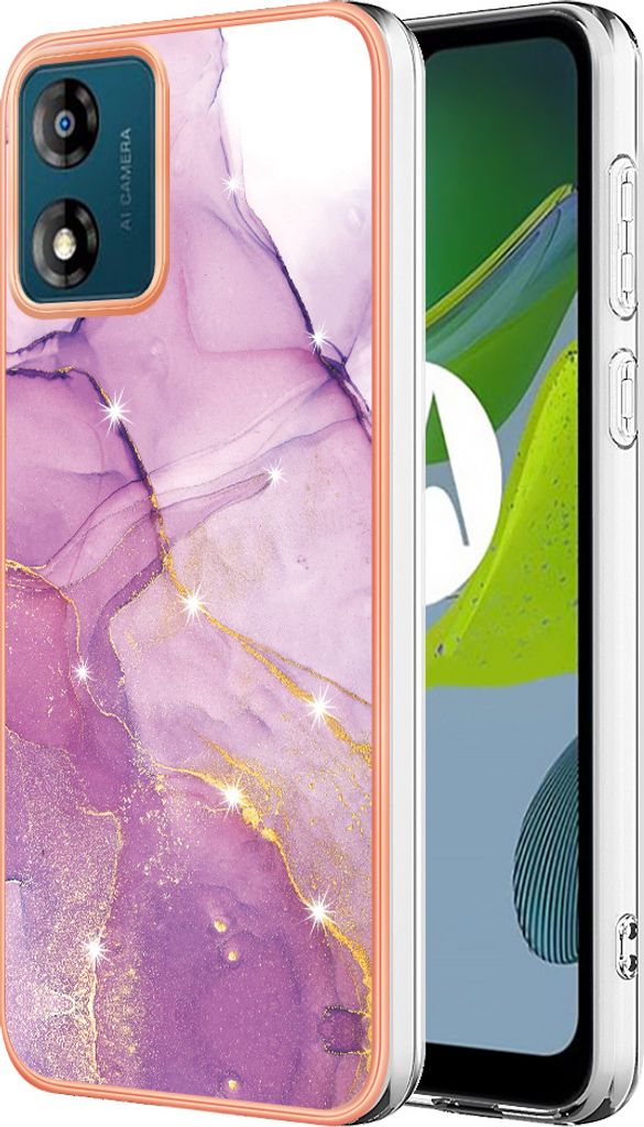 Hülle für Motorola Moto E13 Muster TPU Silikon Stoßdämpfer Bumper Schutzhülle Pink