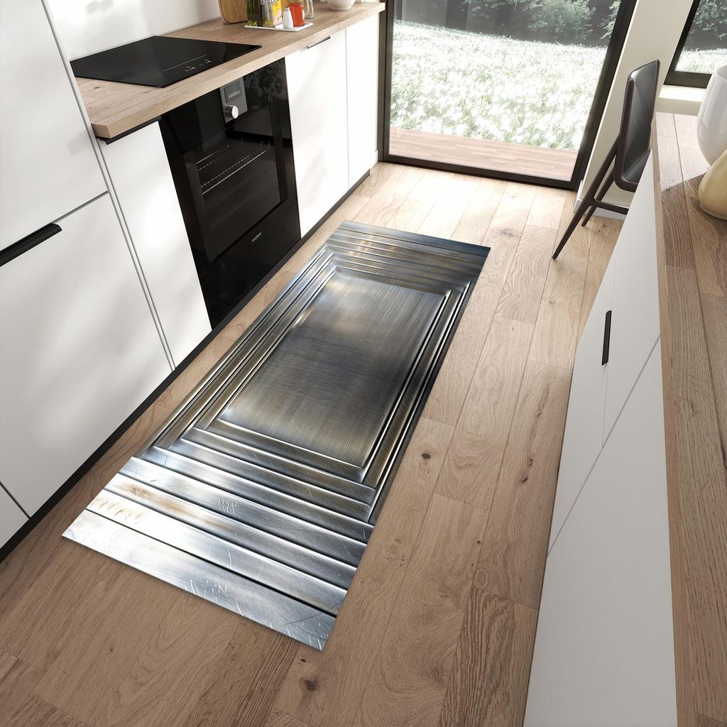 Küchenteppich 80x200cm rutschfest & abwischbar PVC Läufer - Metallrahmen