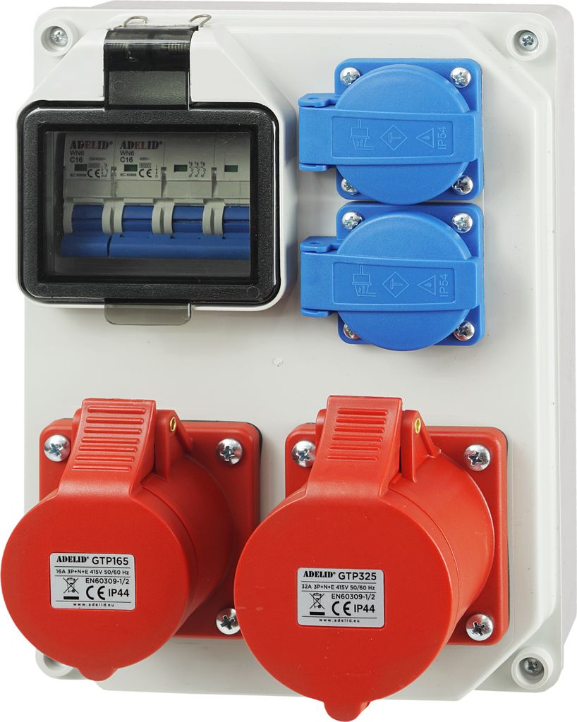 Baustromverteiler Wandverteiler Gartensteckdose CEE 1x 32A/5P 1x 16A/5P 2x 230V Steckdosen Schuko mit LS-Schalter