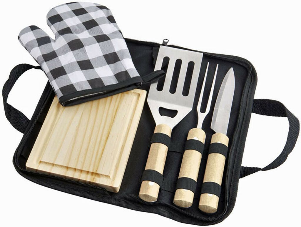 6 tlg BBQ Grill Set Grillbesteck Messer Grillwender Gabel Produktbild 