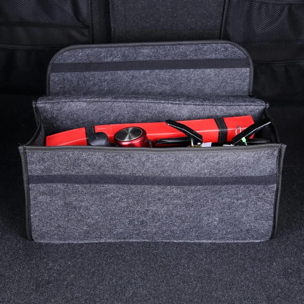 Sac de coffre universel pour rangement voiture gris en tissu souple