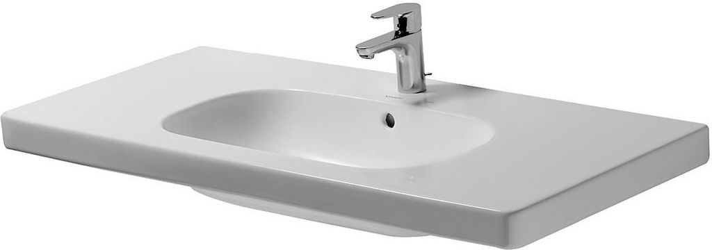 Duravit Möbelwaschtisch D-CODE mit Überlauf, Hahnlochbank, 1050 x 480 mm, weiß 1 Hahnloch