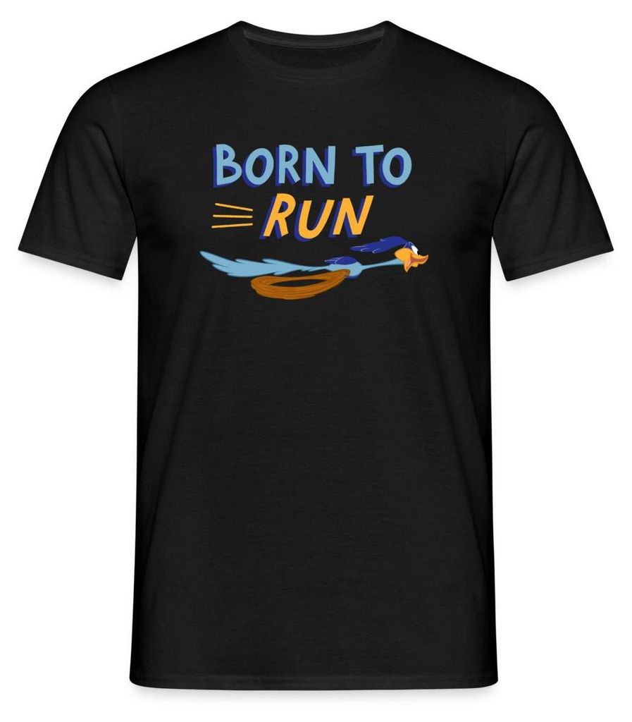 Spreadshirt Looney Tunes Road Runner Born To Run Männer T-Shirt, S, Schwarz