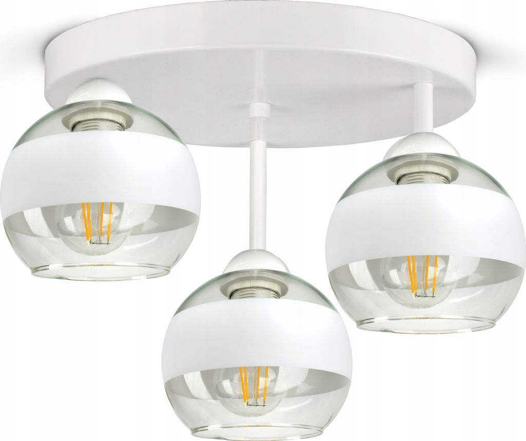 Lampa Wisząca Sufitowa Żyrandol Biała Szklane Kule White Zdjęcie produktu 