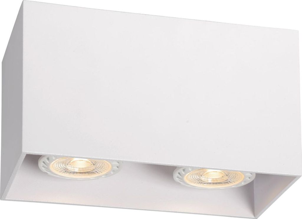 Spot Lampe Decke Aluminium GU10 Aufputz Weiß 2-flammig länglich Modern Leuchte