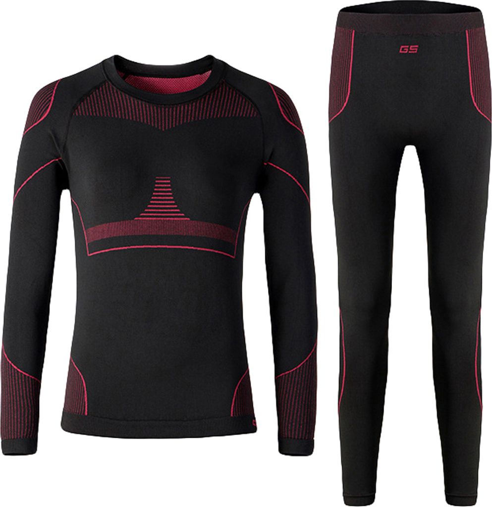 ASKSA Damen Thermounterwäsche Atmungsaktiv Set Funktionswäsche Flexibel Skiunterwäsche, Rosenrot, L