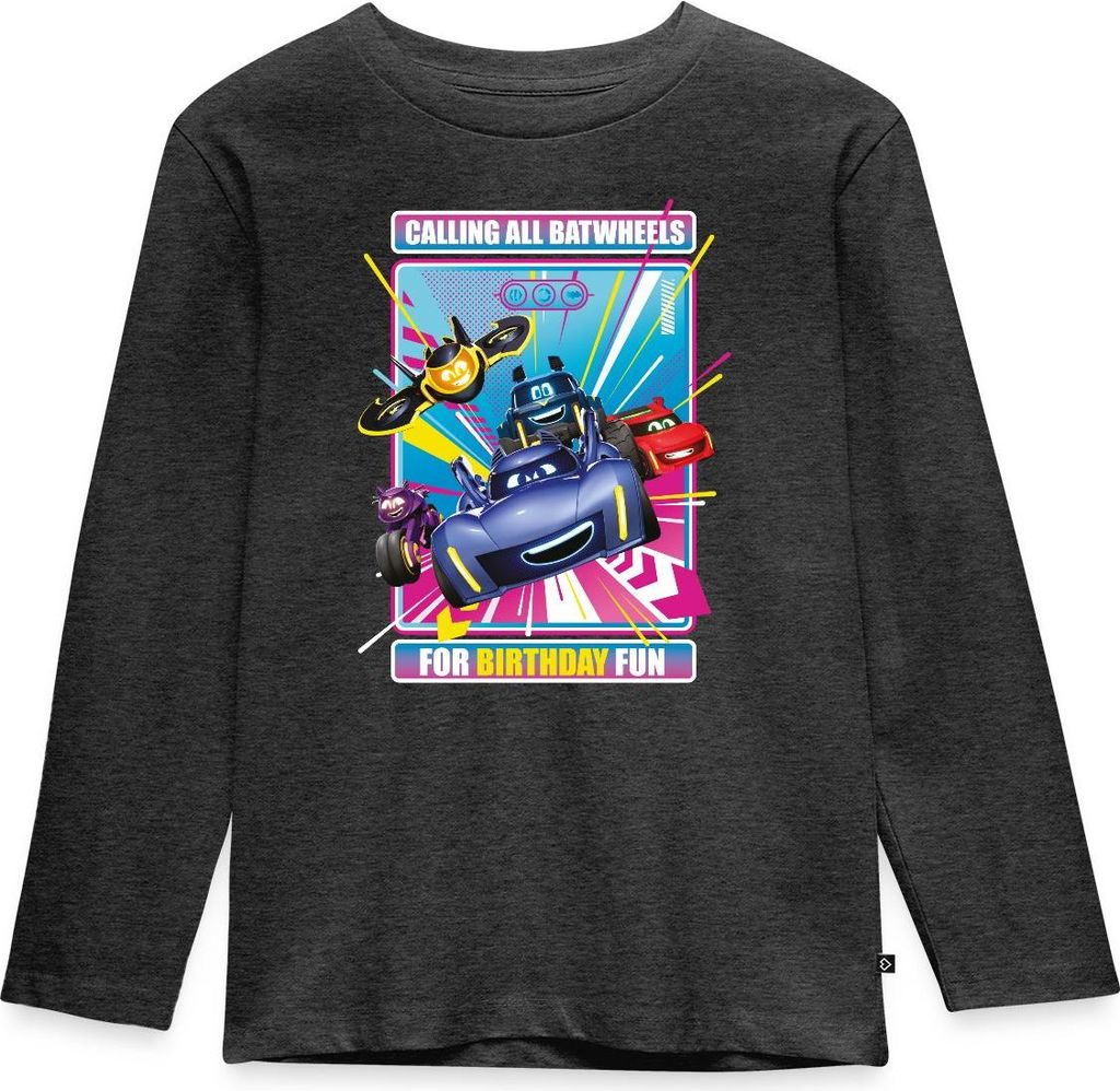 Spreadshirt Batwheels Birthday Fun Cooles Geburtstags-Design Kinder Premium Langarmshirt, 98/104 (2 Jahre), Anthrazit meliert