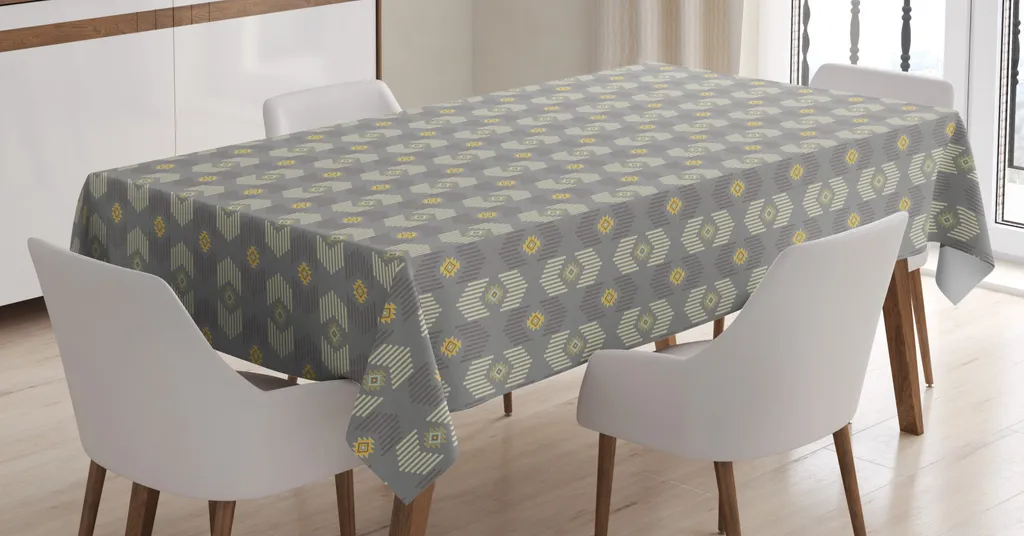 Tovaglia Etnica ABAKUHAUS 140x200 cm - Antimacchia Azteco Crema