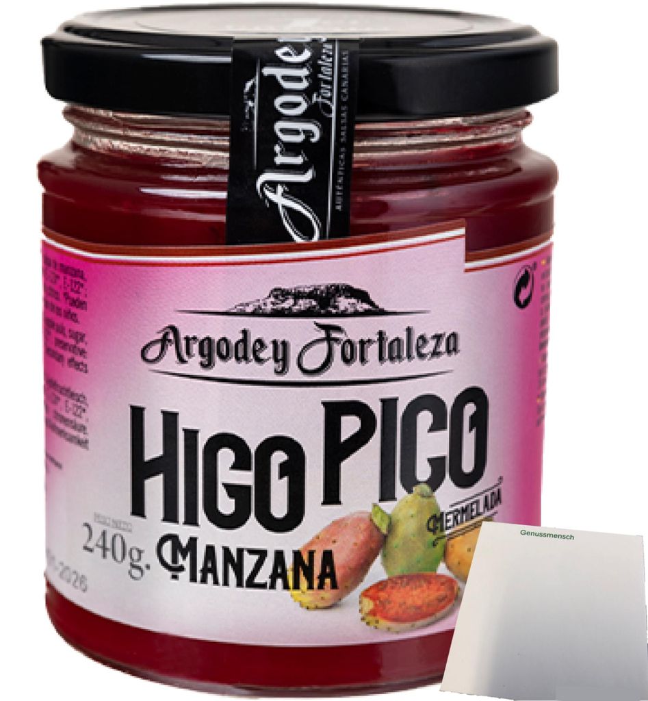 Argodey Fortaleza Higo Pico Marmelade Kaktusfeigen - Apfelcreme (200g Glas) + usy Block