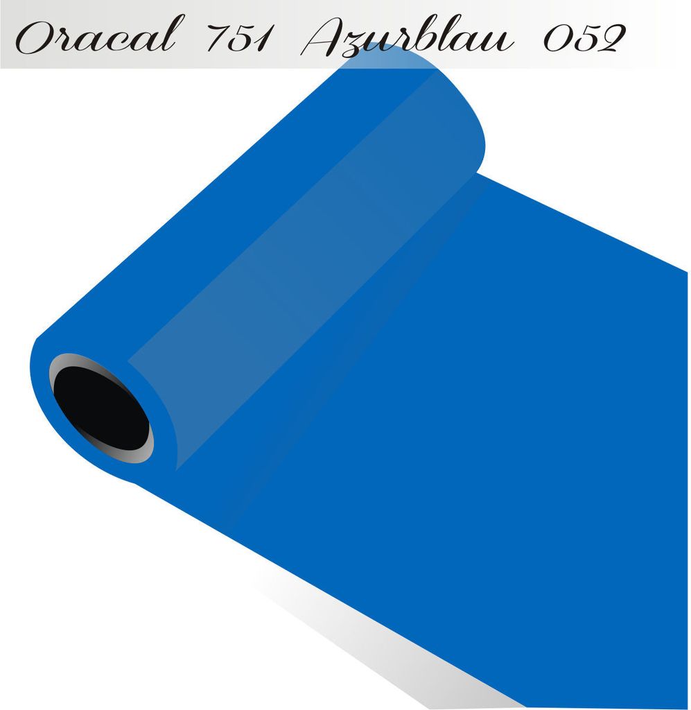 Oracal 751 - Orafol Folie 5m (Laufmeter) freie Farbwahl 118 glänzende Farben - glanz in 4 Größen, 63 cm Folienhöhe azurblau - 052