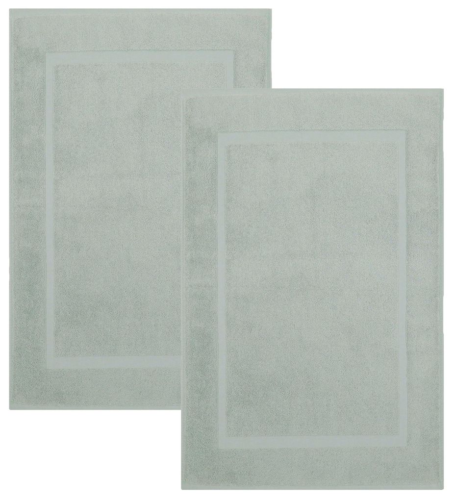 Hochwertige Badematte 50 x 70 cm, 2er-Set – Badematten aus 100 % Baumwolle, ca. 650 g/m², Standard 100, saugfähig und weich, Farbe Heugrün