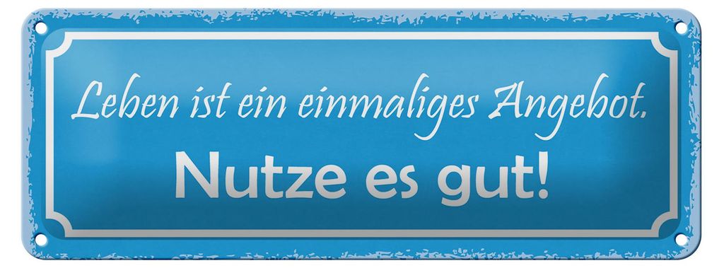 Blechschild Spruch 27x10cm Leben ist ein einmaliges Angebot Dekoration