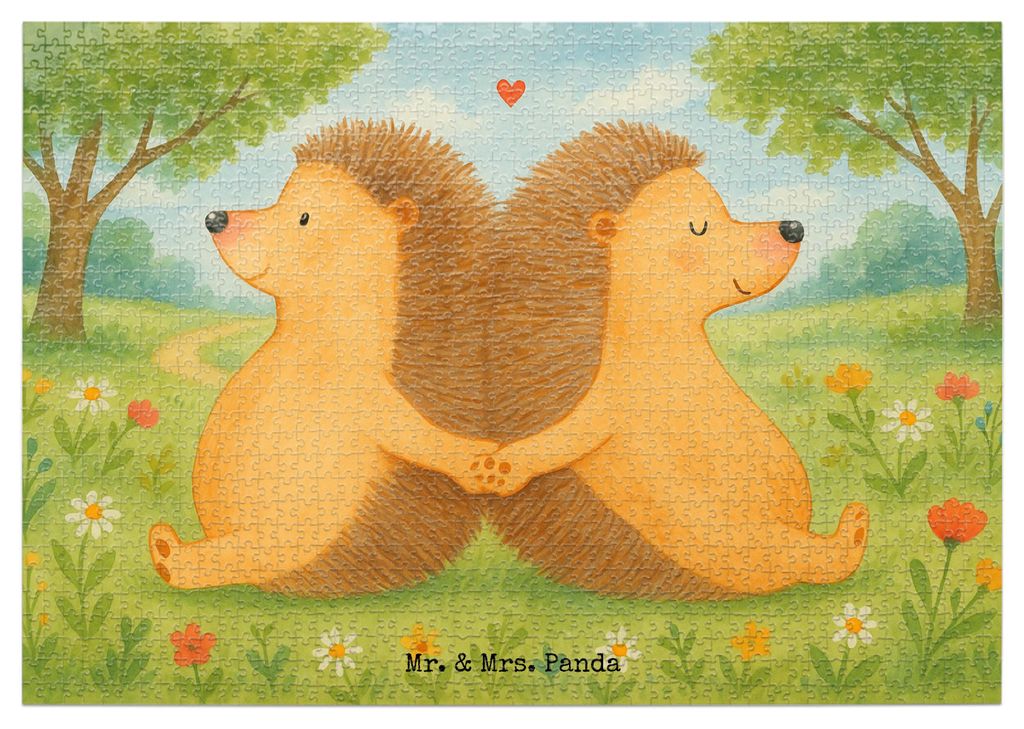 Mr. & Mrs. Panda Puzzle Igel händchenhaltend Design 1500 Teile - Weiß - Geschenk, 500, Jahrestag, 1000, Freundin, glücklich, Hochzeit, Verknallt...