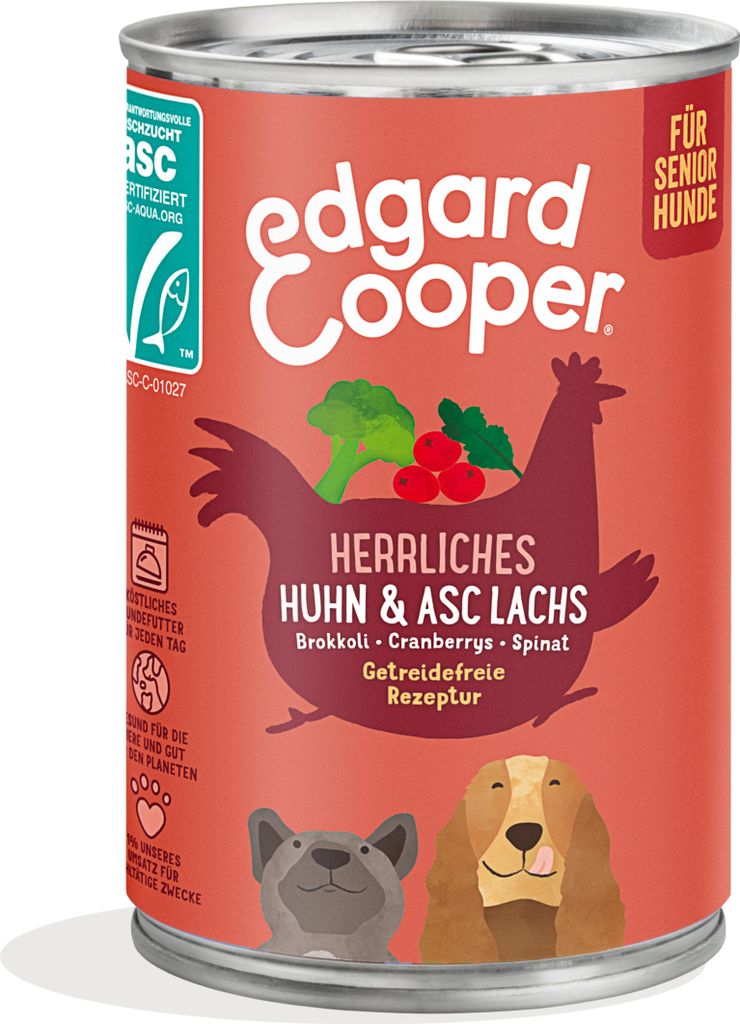 Edgard & Cooper Hund Nassfutter Dose Huhn & Lachs mit Brokkoli 6 x 400g