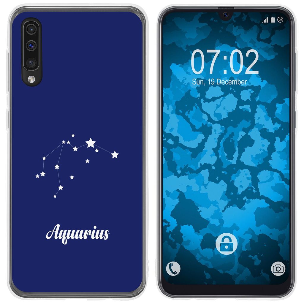 PhoneNatic Case kompatibel mit Samsung Galaxy A50 Silikon-Hülle SternzeichenAquarius M10