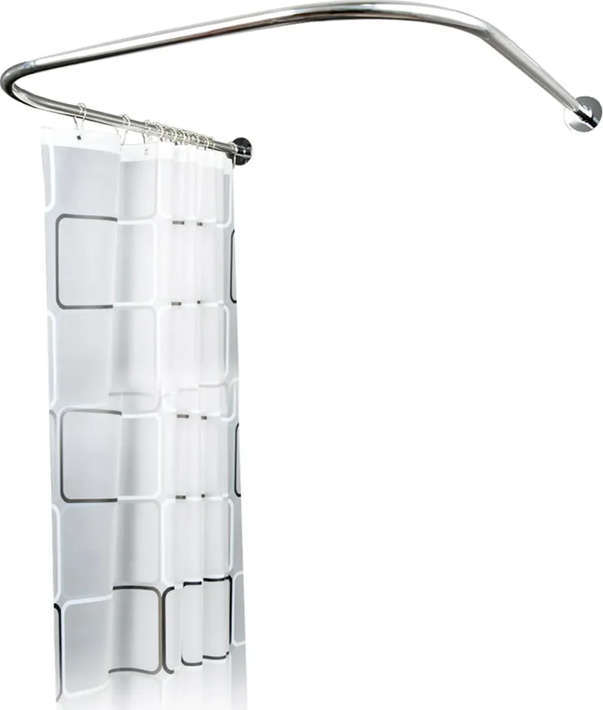 Barre de douche en U argentée télescopique pour baignoire et douche