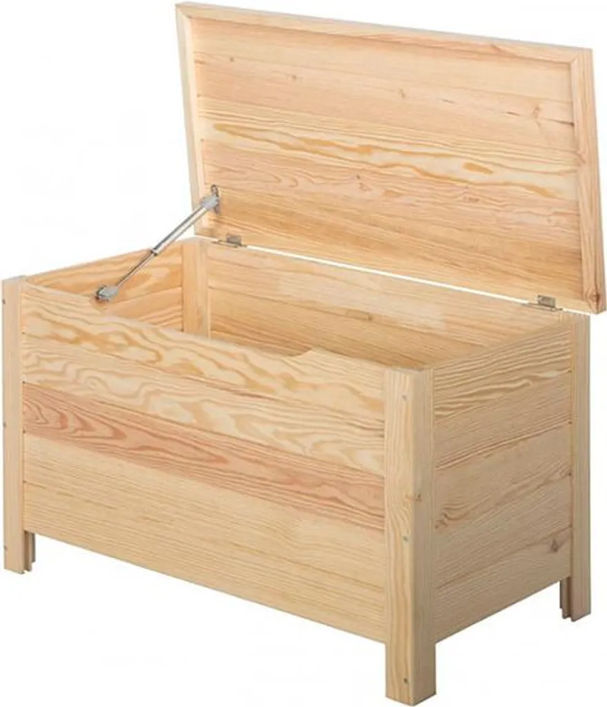 Coffre de rangement bois brut 70cm Astigarraga avec couvercle plat - 2