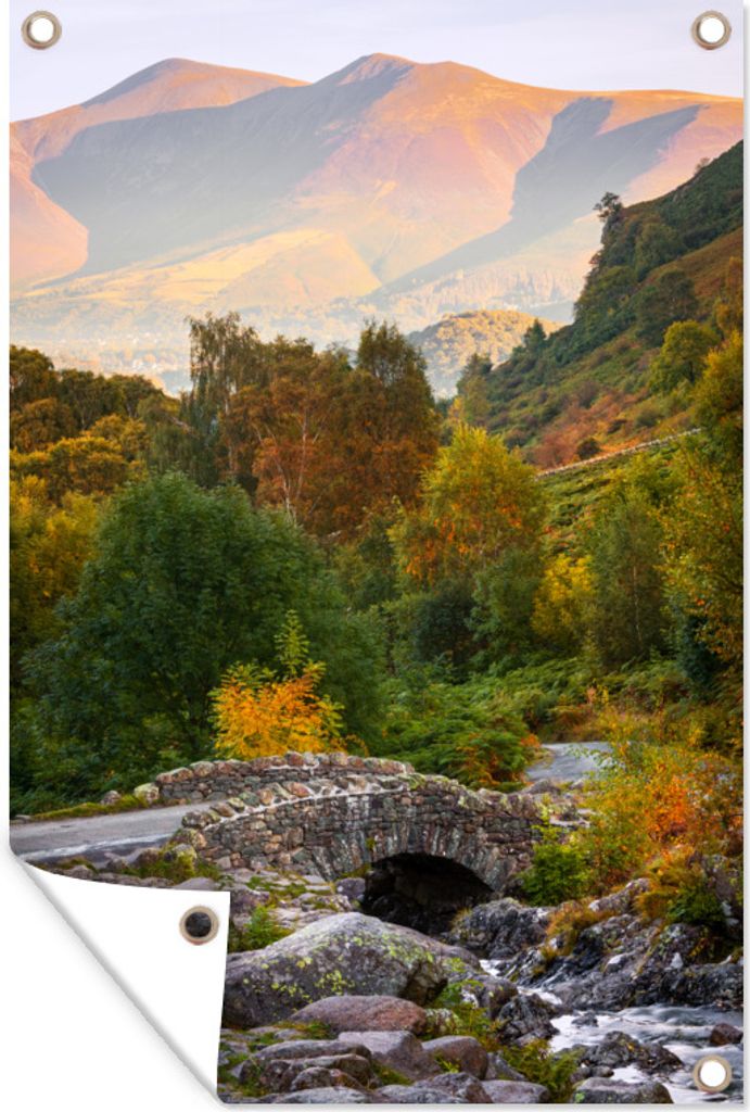 MuchoWow 80x120 cm Outdoor-Poster Gartendeko Sichtschutz Garten Poster für den Garten Ashness Bridge, Lake District, England