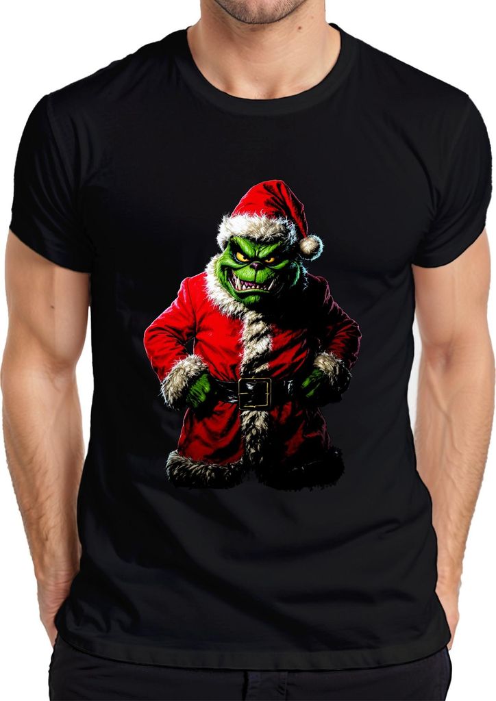 Grinch Böser Weihnachtsmann Santa Weihnachten Horror Gruselig Herren T-Shirt, Schwarz, XL