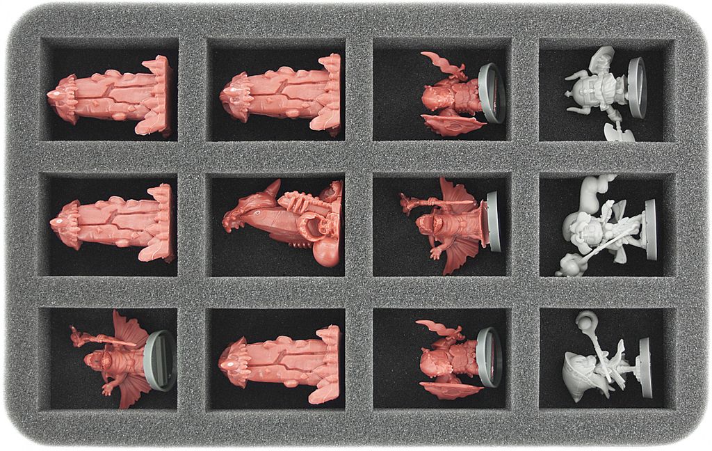 Schaumstoffeinlage für 12 Super Dungeon Explore Figuren, 35 mm, Half Size