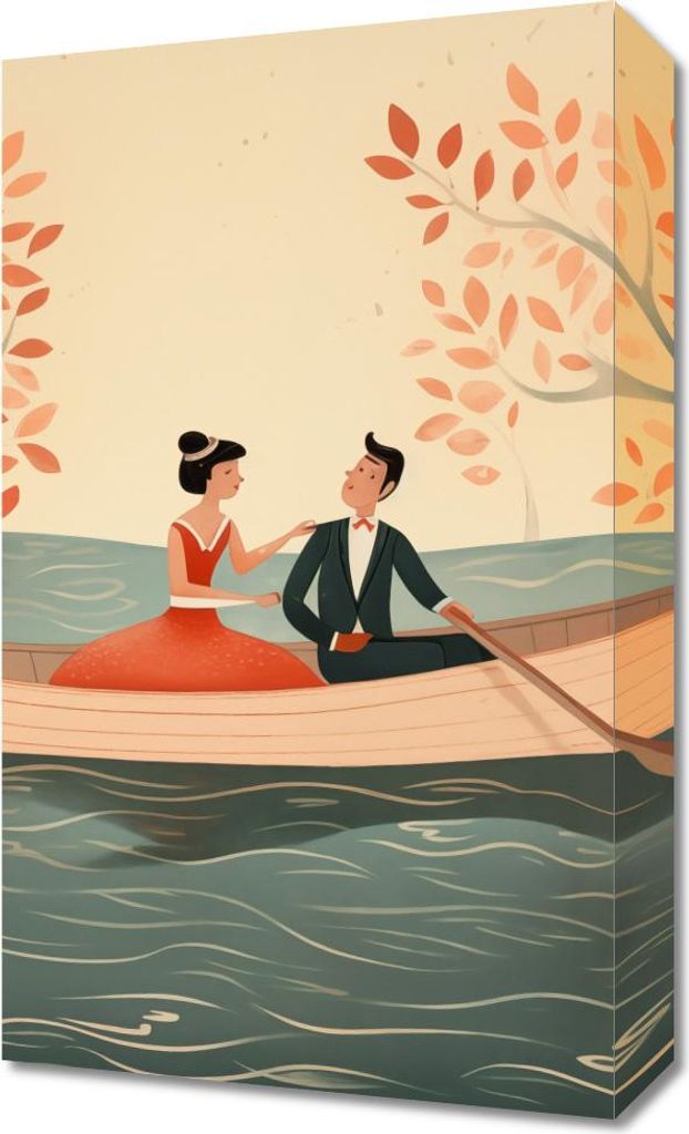 Bild 30x50cm Romantische Flucht am Fluss